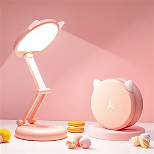 One Fire Lampada da Tavolo Senza Fili LED, Lampada a Batteria Piegabile e Portatile con 9 Livelli di Luminosità, Lampada da Lettura LED Rosa, Lampada da Tavolo a Batteria Senza Fili