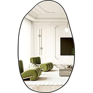 NEUWEABY Specchio da parete irregolare, Specchio da bagno asimmetrico Argento, Grande specchio da bagno unico nel suo genere 85x 52 cm Forma moderna Spogliatoio per ingresso soggiorno