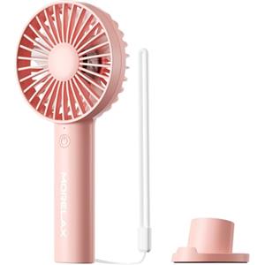 Morelax Mini Ventilatore Portatile USB, Ventilatore a Mano e da Tavolo con Supporto per Telefono, 3 Velocità, Batteria 2000mAh Fino a 10 Ore, Ventilatore Silenzioso per Viaggi, Ufficio e Outdoor, Rosa