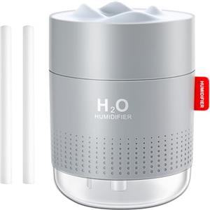 Vintoney Umidificatore Mini 500ml,umidificatore ambiente Bambini,Nebbia Fredda Super silenzioso con Luce Notturna Spegnimento Automatico Umidificatore Ricarica USB 2 Filtri,per Camera da letto Casa Ufficio