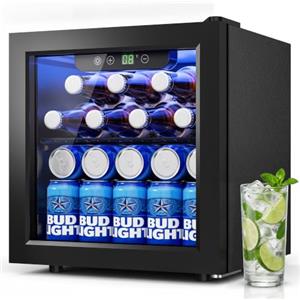 TRIUMPHKEY Frigo 36L Nero Vetro Digitale | porta in vetro con display digitale. Compressore potente, ideale per birra/vino/lattine. Incasso per bar o camera.