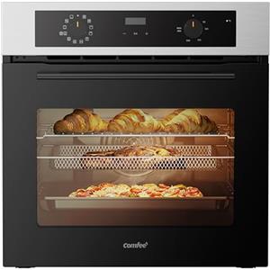 COMFEE' Forno Elettrico Ventilato da Incasso Multifunzione, Capacità 70L, 13 Funzioni di Cottura, Air Fry, Funzione Pizza, Scongelamento, Display LED, Aqua Clean, ECO, Stainless Steel-CBO70M90D2-SS