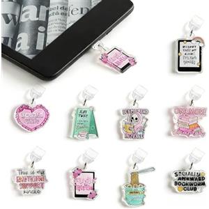 LEPGUYO Set da 9 Pezzi Anti-Polvere per kindle & E-Reader, Tappi USB-C & Pendenti di Lettura in Stile Nudel, Regalo di Festa | Accessori kindle per Lettori Elettronici