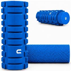 unycos - Foam Roller 2 in 1, Rullo Massaggio Muscolare con Rullo Interno, 33 x 14 cm, per Recupero, Mobilità e Flessibilità, Yoga, Pilates e Fitness (Blu)