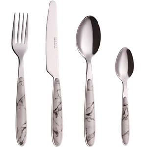 EXZACT 24 pezzi marmo manico set posate acciaio inox per 6 persone