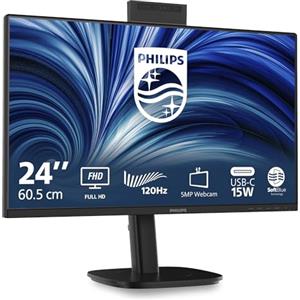 PHILIPS Monitor 24B2N3200JH 24 pollici 1920x1080, FHD, 120Hz, IPS Panel, 4ms GtG, USB HubWebcam, Speakers, Height Adjustment, (HDMI1x 1.4 DP 1x 1.2) Nero