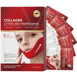 HOUSN Maschera V-Line Viso, 5 Pezzi Lifting Rassodante per Doppio Mento, Fascia Modellante Contorno Viso Mascella e Collo Idratante Anti Rughe per Uomo e Donna Uso Quotidiano Skincare