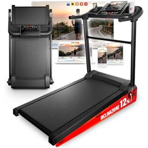 YM Tapis Roulant Salvaspazio 12 km/h, MARCHIO ITALIANO, Inclinazione, Pieghevole, Elettrico, Tappeto Corsa XL, Telaio Rinforzato, Display Porta Tablet, ASSISTENZA e GARANZIA ITALIA Your Move NEXT 1500