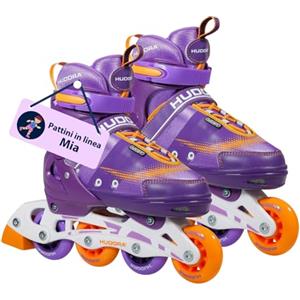 HUDORA Pattini in linea Mia/Leon - Pattini in linea per bambini/ragazzi e adulti in più misure e colori - Pattini a rotelle regolabili fino a 4 misure - Pattini a rotelle comodi e di stile