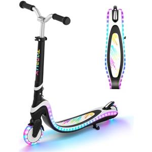 TONBUX Monopattino per Bambini da 3 a 12 Anni, con Ponte Illuminato e PU Ruote, 3 Livelli di Altezza Regolabile con Supporto, Leggero, Monopattino Bambini 3 Anni, Nero + Bianco