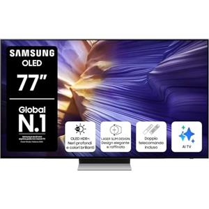 Samsung Vision AI Smart TV 77'' QE77S90FAEXZT OLED 4K, NQ4 AI Gen3 Processor & 4K AI Upscaling, Motion Xcelerator 144 Hz, Dolby Atmos & OTS Lite, Edizione speciale PACCHETTO INTRATTENIMENTO, 2025