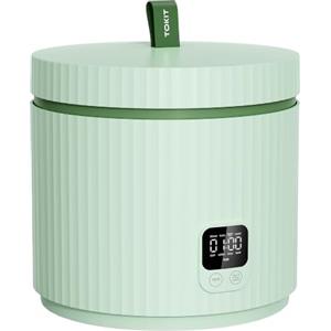 TOKIT Cuociriso PRO 1,5L Rice Cooker Mini, Risottiera Elettrica con Pulsante Touch Display per 1-3 Person Interno Antiaderente Rivestito in Ceramica Regalo Donna Uomo Coppia Alunni (Verde di Avocad)