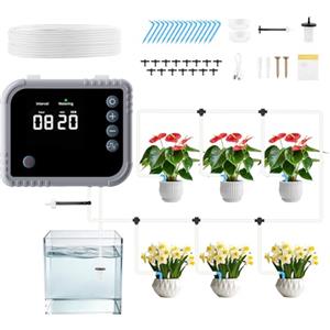 Forever Speed Kit di Irrigazione Automatica per Interno, 350 Modalità 2200 mAh Kit di Irrigazione a Goccia Automatica Ricaricabile per 15 Piante in Vaso da Interno, Balcone, Serra