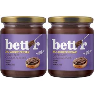 bett'r GUILT FREE Bett'r Crema Di Cacao E Nocciole Senza Zuccheri Aggiunti - 100% Bio, Vegana e Senza Olio di Palma - 250g (Confezione da 2)