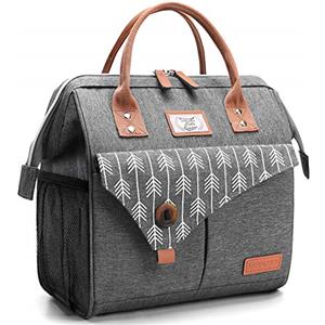 Lekesky Borsa Termica Porta Pranzo Donna 11L, Borse Termiche Morbida Isolata, Borsa Pranzo Multifunzionale Portatile, Impermeabile Borsa Frigo Pranzo Ufficio Viaggio Picnic Studenti, Grigio