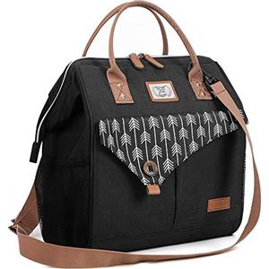 Lekesky Borsa Termica Porta Pranzo Donna 15L, Borse Frigo Piccola, Nero L