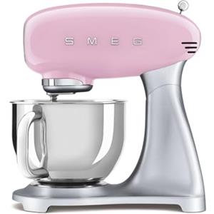 Smeg, Impastatrice Planetaria SMF02PKEU, 10 Velocità, Smooth Start, Ciotola da 4,8 L, Sicurezza Blocco Motore, Frusta Filo, Frusta Piatta, Gancio e Coperchio Versatore in Dotazione, 800W, Rosa