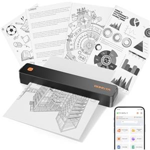 Rongta Stampante termica compatta F11B, stampante Bluetooth senza inchiostro, supporta lettere A4 e USA, viene fornito con 9 carte termiche