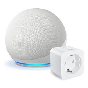 Amazon Echo Dot (Ultimo modello) con Alexa+, Bianco Ghiaccio + WiZ Smart Plug (Tipo F), Bundle Smart Home con Controllo Vocale