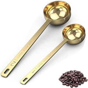 tiokin 2 pezzi 1&2 15ml 30ml set di misurazione per caffè con manico lungo, cucchiai palette in acciaio inossidabile 1 cucchiaio & 2 cucchiai misurini per caffè macinato, tè sfuso, brodo di latte e