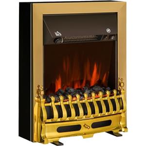 HOMCOM Camino Elettrico da Terra 1000/2000 W, Effetto Fiamma LED, Oro