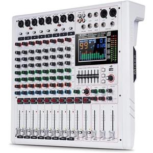 Yamnweo GF8PRO - Console DJ professionale a 8 canali, con equalizzatore a 7 stadi, 99 effetti riverbero, schermo LCD a colori, funzione di disattivazione indipendente per spettacoli da DJ, studio