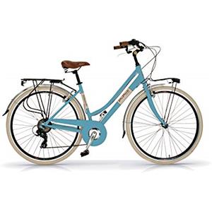 Via Veneto by Canellini Via Veneto VV605AL Bicicletta da Passeggio Donna 28 Azzurro | Bici da Donna Vintage Retro con 6 Velocità, Telaio in Alluminio, Parafanghi, Luci LED e Portapacchi | Bici da Città