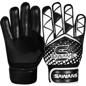 SAWANS Gants de Gardien de But de Football pour garçons, Enfants, Enfants, Jeunes, Gants d'entraînement, Gardien de But, Protection du Poignet, Paumes (Nero, Size 5 Suitable for 9 to 12 Years old)