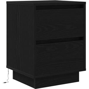 vidaXL Comodino con Luci LED Nero 38x34x50 cm