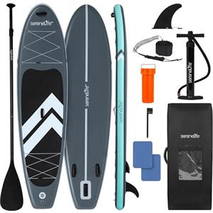 SereneLife SUP Gonfiabile, Tavola Sup, Stand Up Paddle Board Ultraleggera, Larga e Stabile con Deck EVA Antiscivolo, Accessori Premium, per Giovani e Adulti, Capacità 159 kg