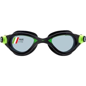 CRESSI dal 1946 - Flash Goggles - Occhialini con Lenti Separate Ideali per Nuoto Piscina Snorkeling Triathlon, Anti Fog Antigraffi Anti UV - Nero/Lime_Lente fumé - Taglia Unica