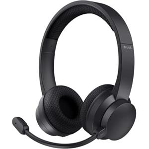 Trust Roha II Cuffie Wireless Bluetooth con Microfono ENC Antirumore, Nero