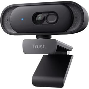 Trust Ovala 2K QHD Webcam PC con Microfono, Filtro Privacy, Nero
