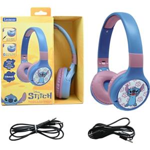 Lexibook, Disney Stitch, Cuffie Bluetooth e via cavo 2 in 1 con microfono e pulsante di controllo, pieghevoli e regolabili, batteria ricaricabile a lunga durata, Blu, HPBT010D