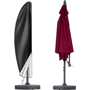 OKPOW Copertura impermeabile per ombrellone a sbalzo, adatta per ombrelloni da giardino da 2,5 m, 2,7 m, 3 m, 4 m, grande, sporgente, in tessuto Oxford 600D, resistente ai raggi UV, antivento, con cerniera,