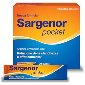 Sargenor Pocket, 20 Bustine, Integratore Arginina e Vitamina B12