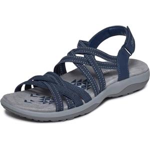 Skechers Sandali Bassi da Donna Reggae Slim Summer Getaway, Blu Navy, 40