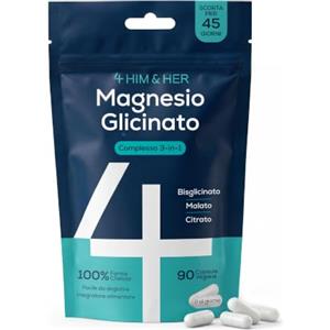 4 Magnesio Bisglicinato 3-in-1 1279mg per Stanchezza e Muscoli, 4 HIM & HER