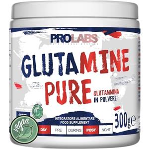PROLABS - Glutammina in Polvere Solubile GLUTAMINE PURE, Integratore 100% Vegan Purissimo per Recupero, Rigenerazione e Mantenimento Massa Muscolare - Integratori Post Workout, Gusto Neutro, 300gr
