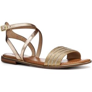 Geox Sandali da donna D Sozy Plus F Flat Sandal, DK Gold/LT Gold, 40 EU
