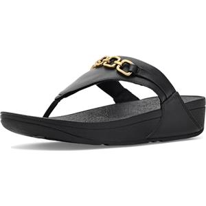 Fitflop LULU Sandali da donna con catena quadrata in pelle, neri, 36, Nero, 36 EU
