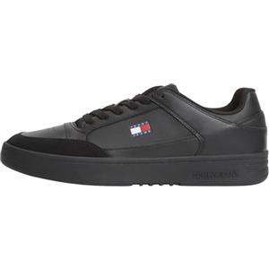 Tommy Jeans Uomo Sneakers Court Basket in Pelle, Nero (Black), 43