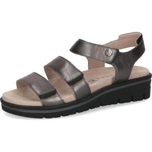 CAPRICE Donna sandalo basso in pelle, Grigio (DK GREY METAL.), 38 EU