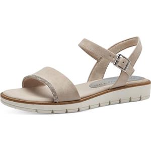 MARCO TOZZI Sandali Donna con Tacco a Zeppa con Dettaglio Glitterato Vegani, Beige (Dune), 38 EU