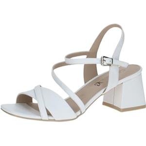 CAPRICE Sandali da donna con tacco in pelle da cerimonia, Bianco (White Nappa), 37 EU