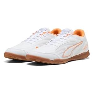 PUMA Scarpa da Calcio Unisex TRUCO IV, Bianco-Arancione, Argento Brillante, 40, Puma Bianco Arancione Glow Vibrant Silver, 44 EU