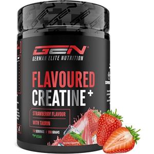 GEN GERMAN ELITE NUTRITION Flavoured Creatine polvere - 550 g - creatina monoidrato + L-taurina - creatina micronizzata aromatizzata - senza zuccheri & ottima solubilità - vegano (Strawberry)