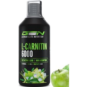 GEN GERMAN ELITE NUTRITION L-Carnitina 6000 Liquido - 1000 ml - Dosaggio extra elevato con 6000 mg di L-carnitina pura per dose giornaliera - Bevanda aminoacida per l'allenamento - Gusto delizioso (Crazy Apple) - Vegano