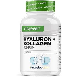 vit4ever Complesso di Acido Ialuronico e Collagene - 240 capsule - Premium: con Biotina Bioattiva, Selenio, Zinco, Vitamina C naturale da Acerola e Silicio da Bambù