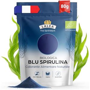 LALEA Spirulina Blu BIO In Polvere 80 Grammi Alga Spirulina Pura Colorante Alimentare Blu Per Colori Alimentari Naturali Smoothie Yogurt Pasticceria Spiruline